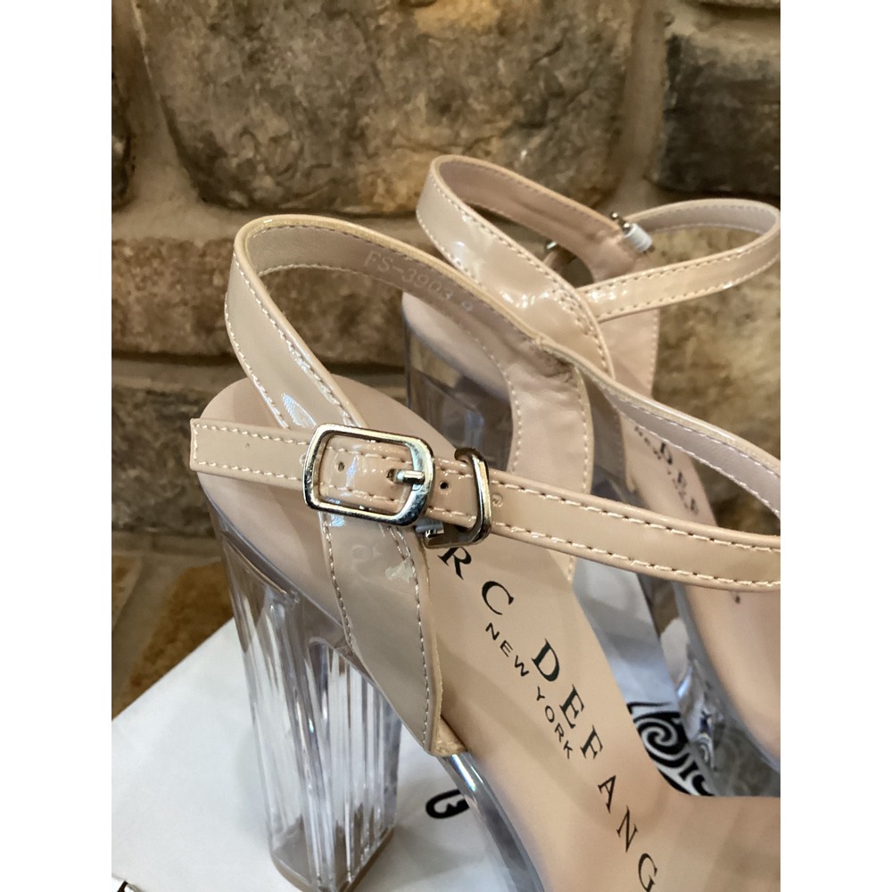 Marc Defang Nude Patent Clear Block Heel Platform Sandals Womens 9 - Picture 4 of 7